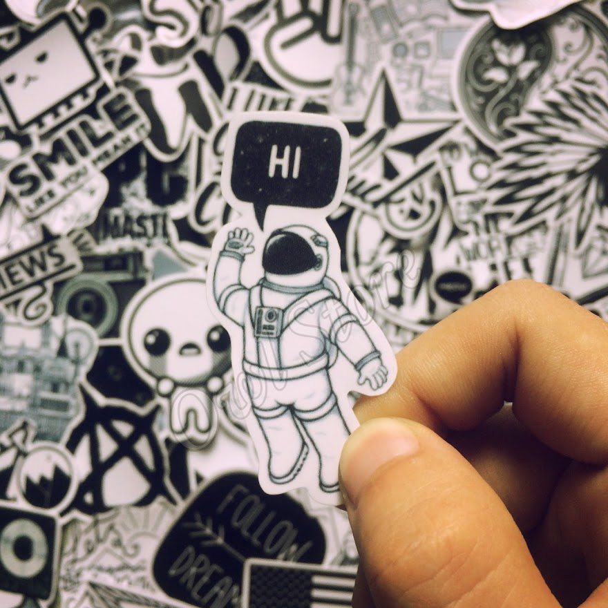 [HCM]Combo hình dán trang trí chủ đề Trắng Đen - Black White Sticker PVC - Owl Sticker