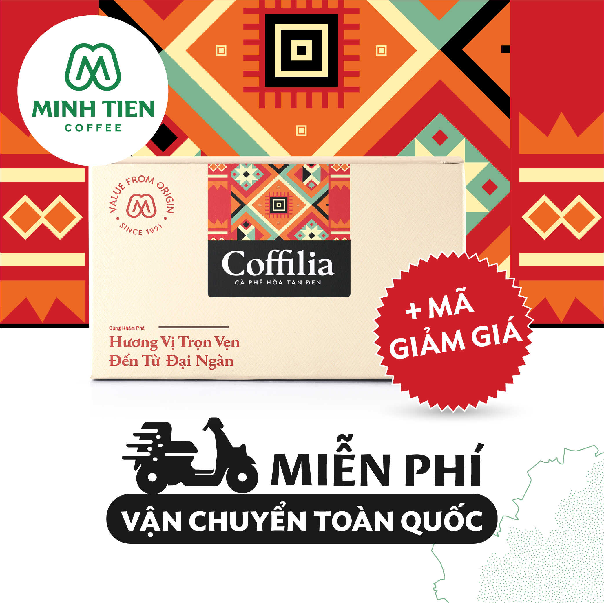 Cà phê hòa tan đen - Coffilia hộp 30g