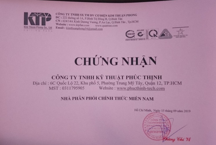 QUẠT TRẦN CÁNH SẮT KIM THUẬN PHONG CS206 (Hàng chính hãng)