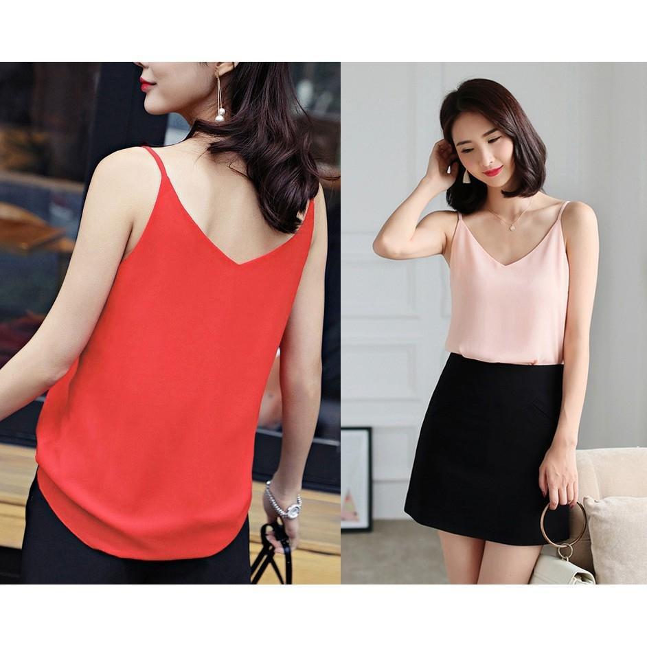 Áo hai dây voan lụa