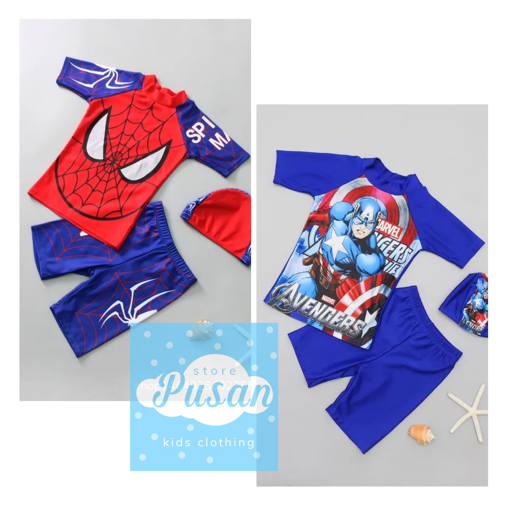 Bộ bơi bé trai spider man captain america