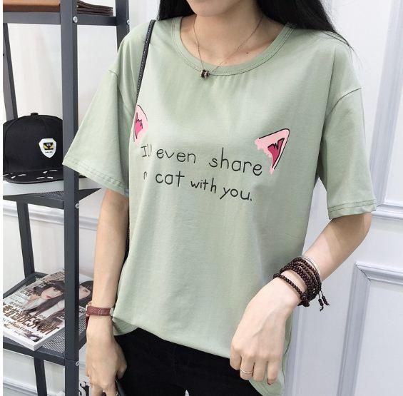 áo thun, áo thun nữ, áo kiểu nữ, áo kiểu nữ xinh đẹp, áo thun nữ TAI MÈO thời trang, vải cotton dày mịn, thoáng mát