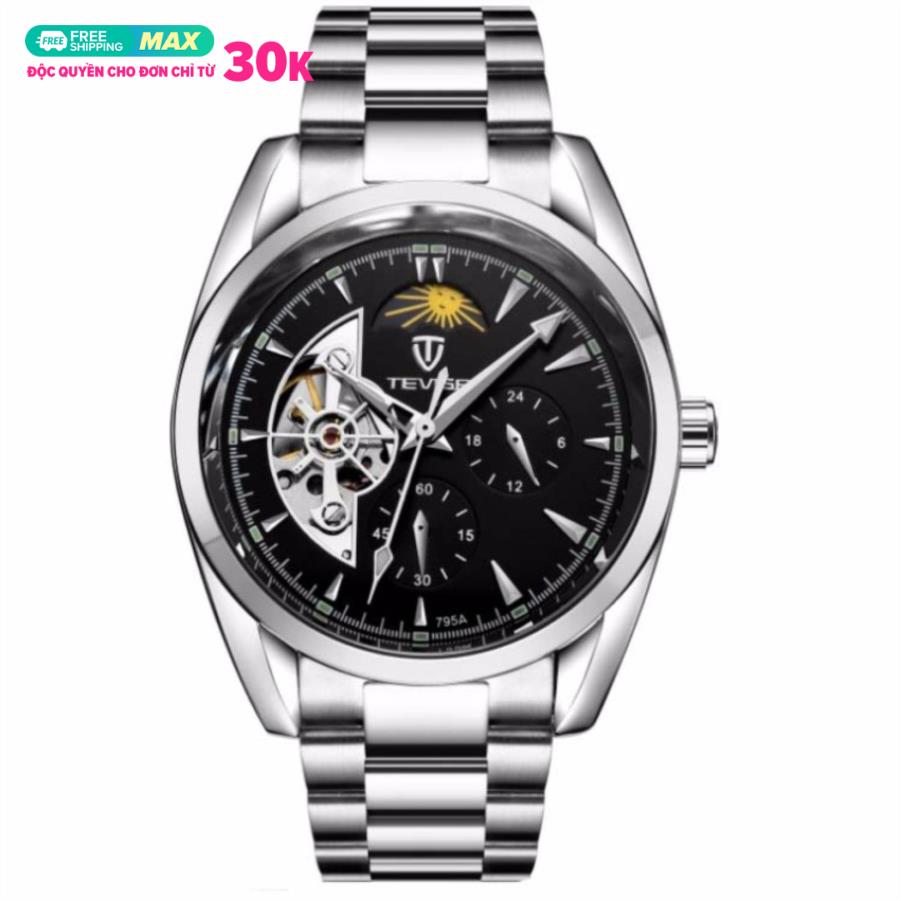 Tevise 795A Top Brand Tourbillon Luxury Digital Casual Watch Men Business Steel Wristwatch Automatic Mechanical Fashion Leather Wrist Watches