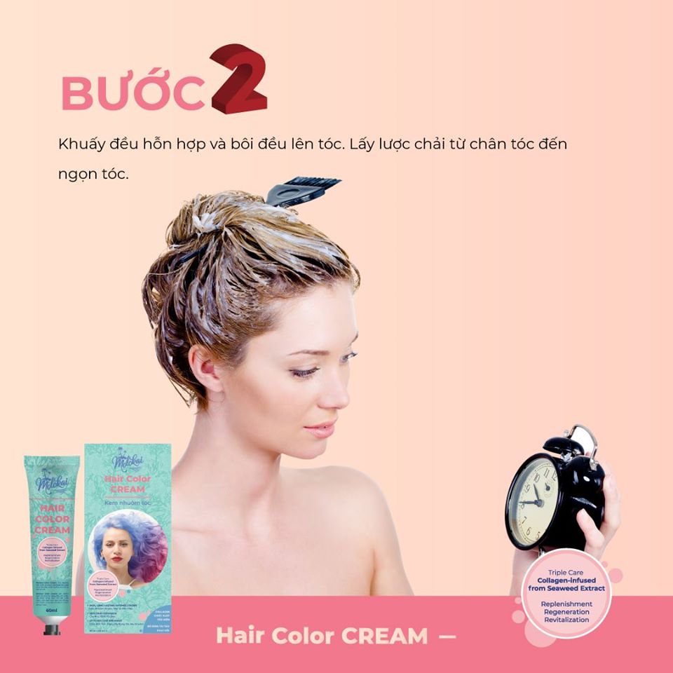 Kem nhuộm tóc cao cấp màu thời trang Molokai 60ml [ TẶNG KÈM GĂNG TAY + CHAI OXY TRỢ DƯỠNG TÓC ]