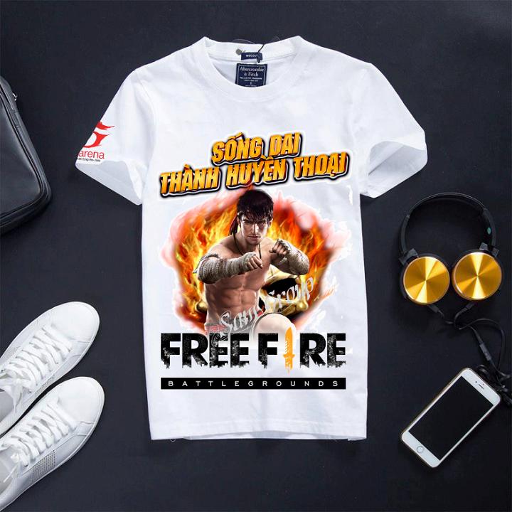 Áo thun cotton free fire màu trắng kla lửa