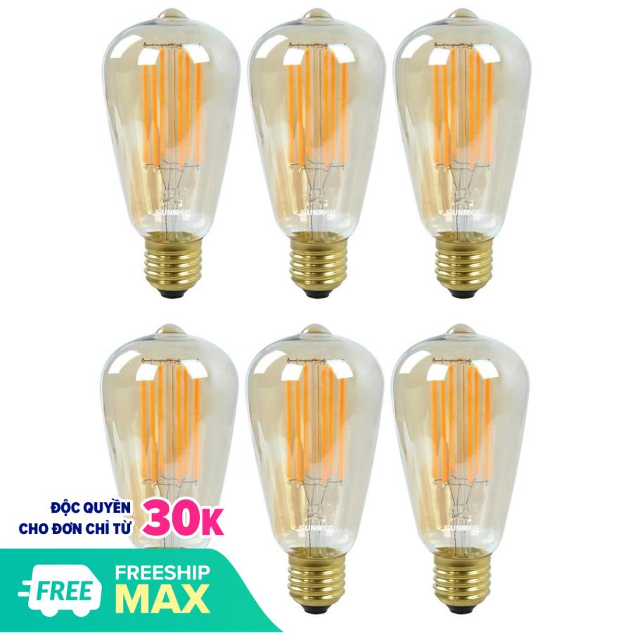 6 Bóng Đèn Led Edison Vintage T64 4W E27 220V - Ánh sáng vàng