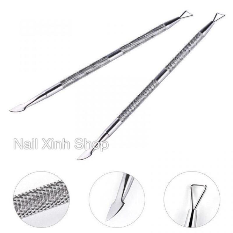 Cây sủi gel inox 2 đầu, cạo phá sơn gel - đẩy da chuyên dụng