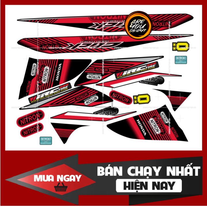 Tem rời dán xe click 110 Nitro đỏ đen