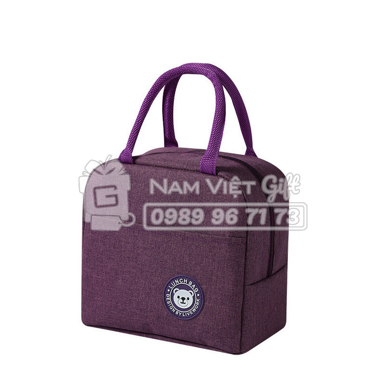 Túi Đựng Hộp Cơm Giữ Nhiệt Đa Lớp Tối Giản Logo Gấu