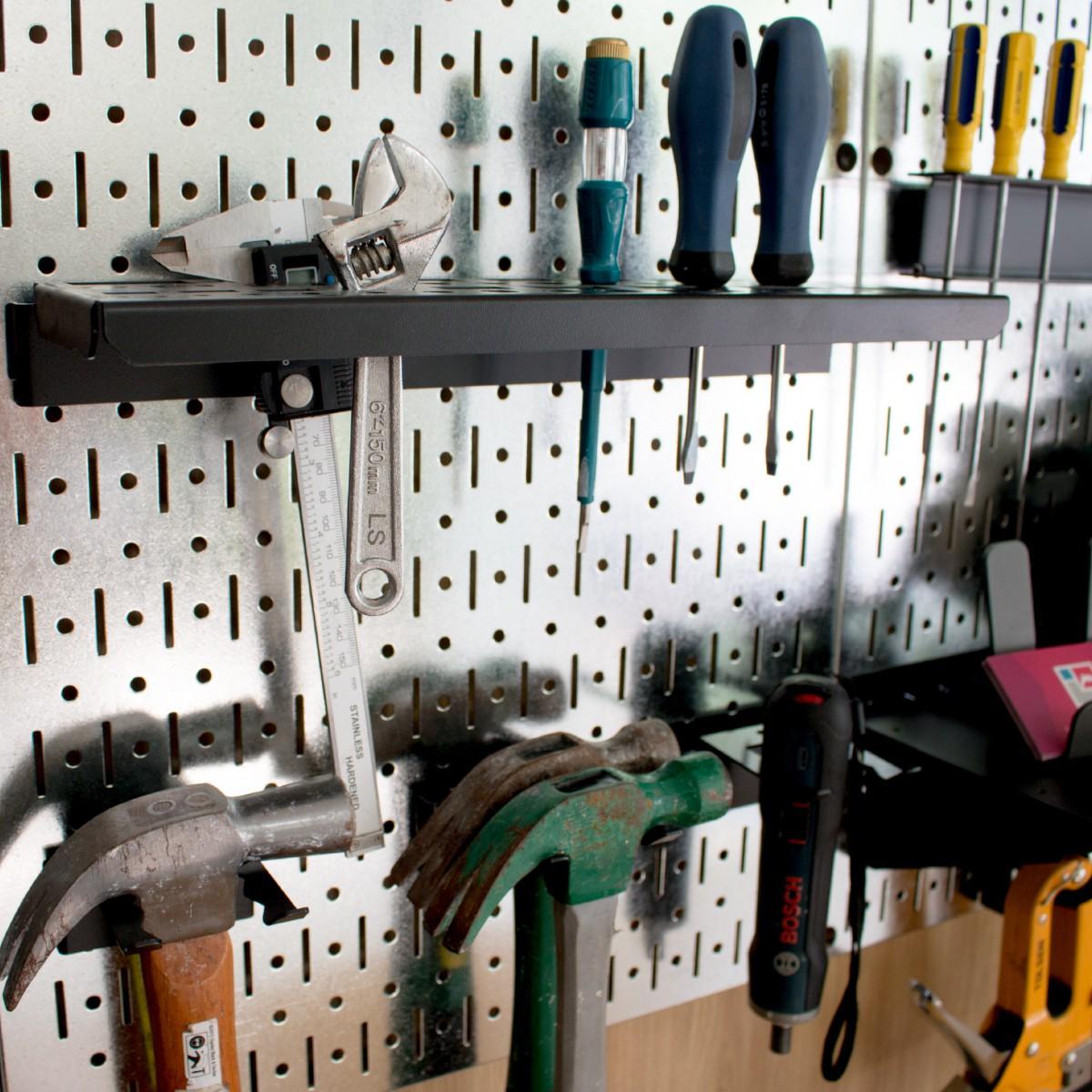 Bảng treo dụng cụ Pegboard cơ khí SMLIFE WB5 - Mô đun 5 Bảng mạ kẽm dày 12mm + bộ móc treo sơn tĩnh điện màu đen - Lưu trữ dụng cụ trực quan dễ tìm kiếm - Combo dành cho gia đình