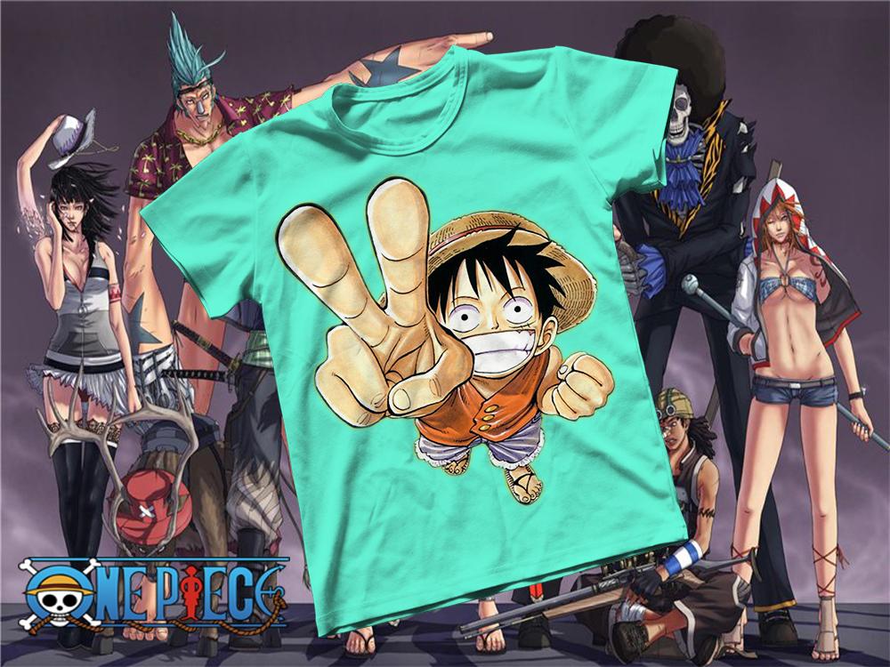 [HCM]Áo thun Cotton Unisex - Anime - One Piece - Luffy chào mọi người