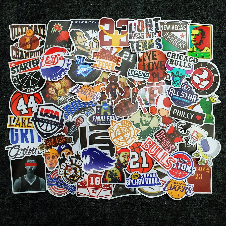 [HCM]Bộ hình dán chủ đề BÓNG RỔ - NBA - BASKETBALL sticker pvc chống nước cao cấp không bay màu - Owl Sticker