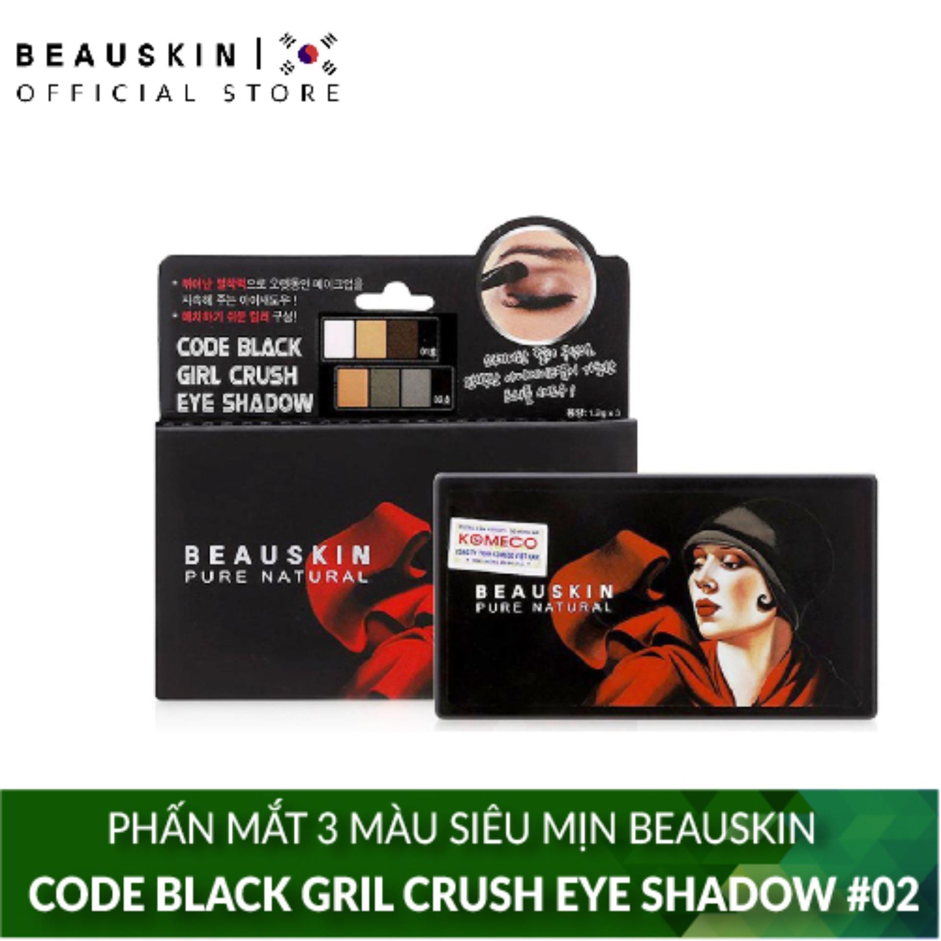 Phấn mắt 3 màu siêu mịn Beauskin Code Black girl Crush Eye Shadow #2 3.6g
