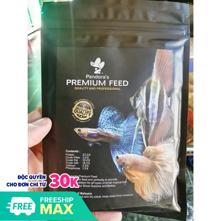 "hoàn tiền đến 10%" thức ăn loại tốt cho cá bảy betta màu cám pandora premium black 100g