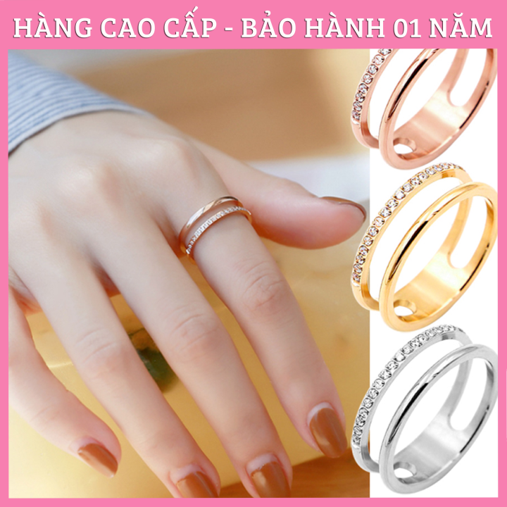 NHẪN TITAN 1 SỌC TRƠN 1 SỌC ĐÍNH ĐÁ TC116