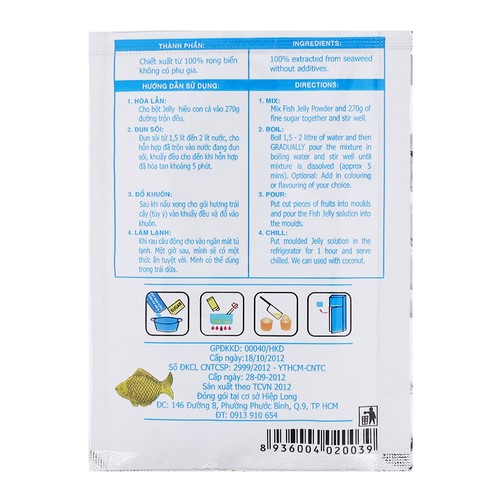 Bột nấu rau câu con cá dẻo 1 gói 12gr