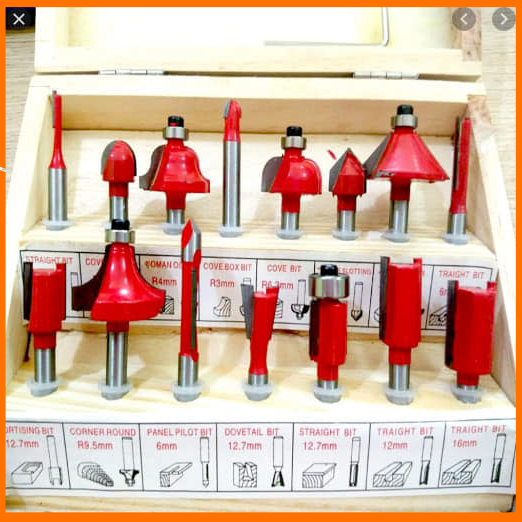 Bộ 15 Mũi Soi Cốt 12.7mm/Cốt 6.35mm - Chuyên Dùng Cho Máy Phay Cầm Tay, Máy Bàn Router