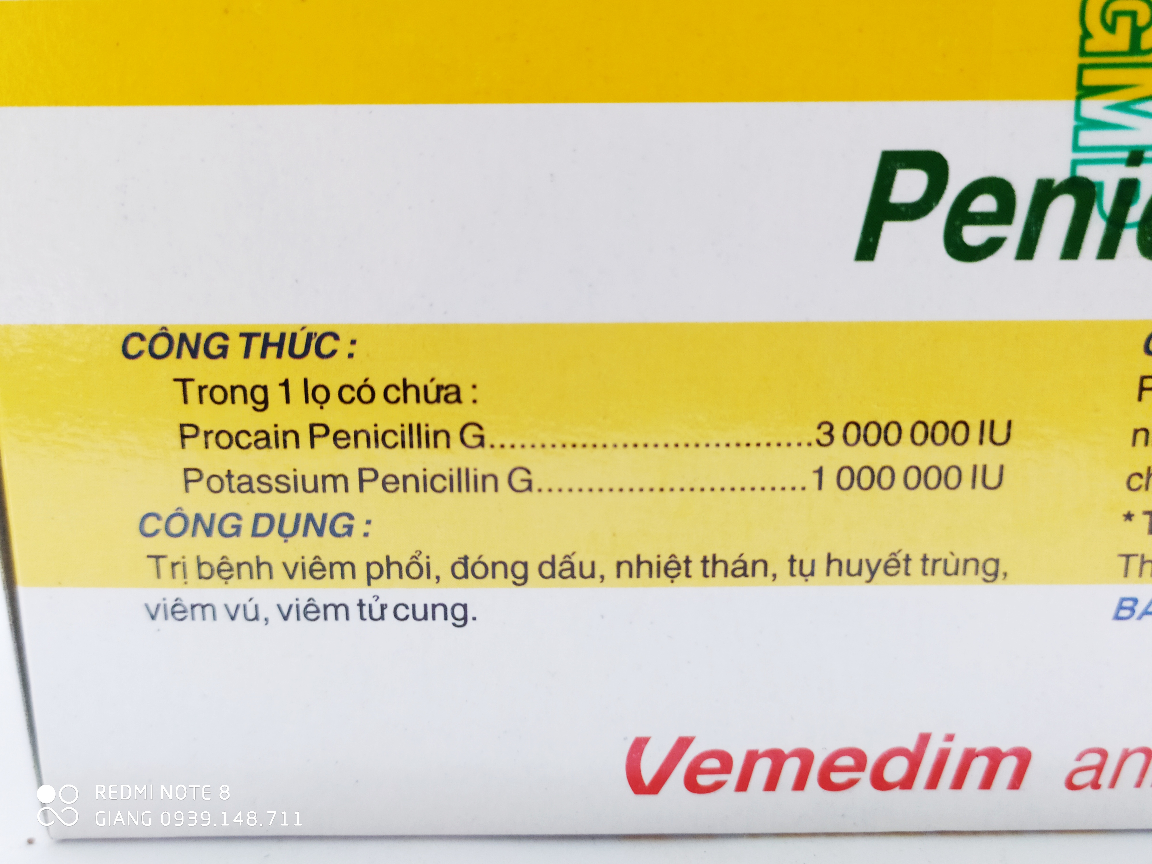 LỌ PENICILLIN 4M BỘT PHA TIÊM