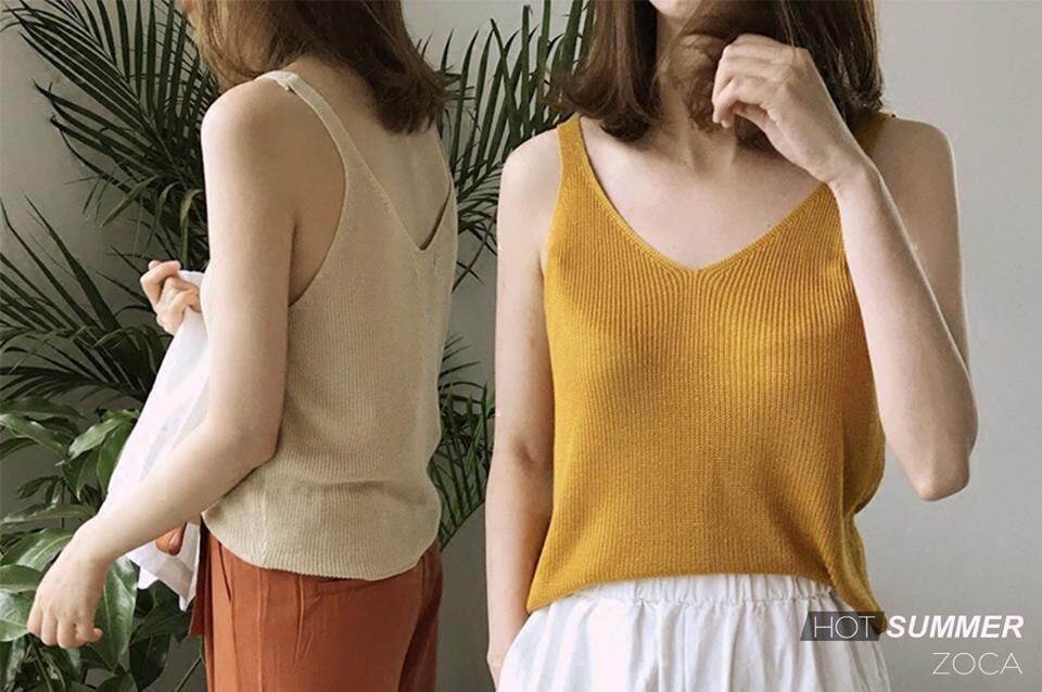 ÁO KIỂU NỮ HAI DÂY CỔ TIM THỜI TRANG