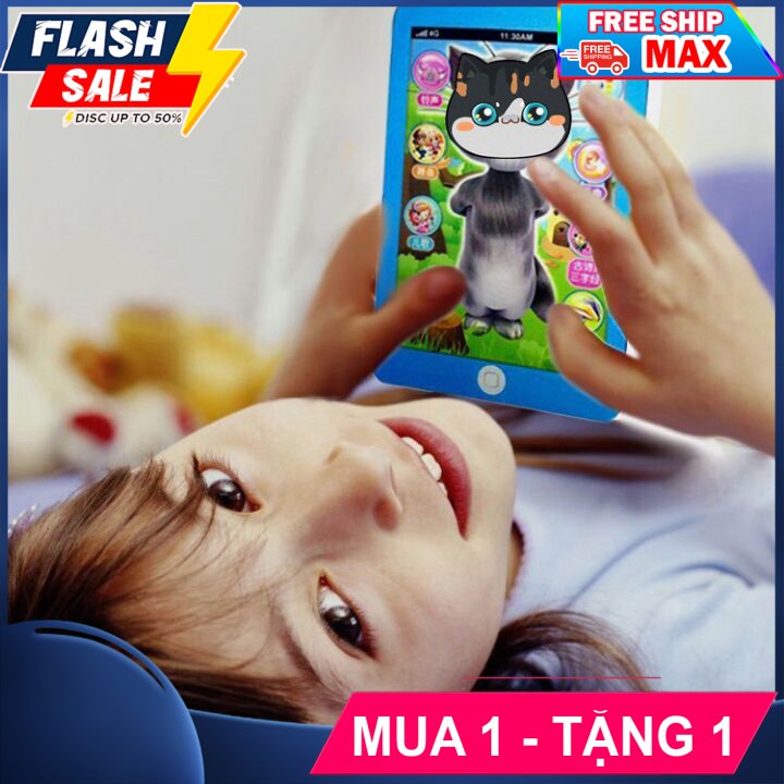 Đồ chơi Ipad mèo tom phát nhạc biết nói, hát, kể chuyện, đồ chơi giáo dục phát triển kỹ năng chất liệu an toàn cho bé