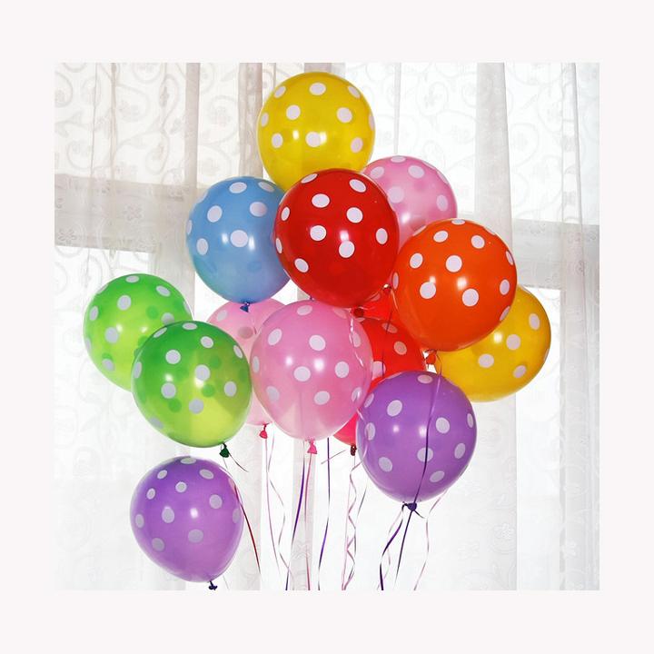 Bong bóng chấm bi 10  (25cm) bịch 10- 25c đủ màu đa dạng