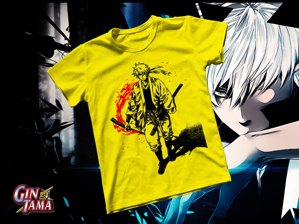 Áo thun Cotton Unisex - Anime - Gintama - Gintama trắng đen