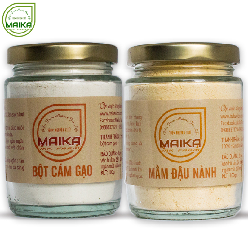 Combo Mầm Đậu Nành + Bột Cám Gạo - Nguyên Chất MK Farm (100g/hũ) giá rẻ