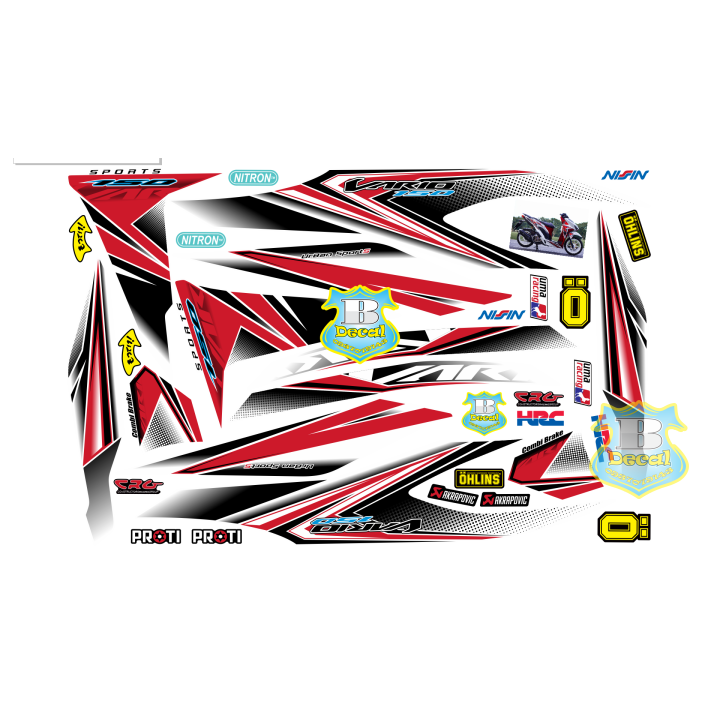 Tem rời vario 150 trắng đỏ rice decal