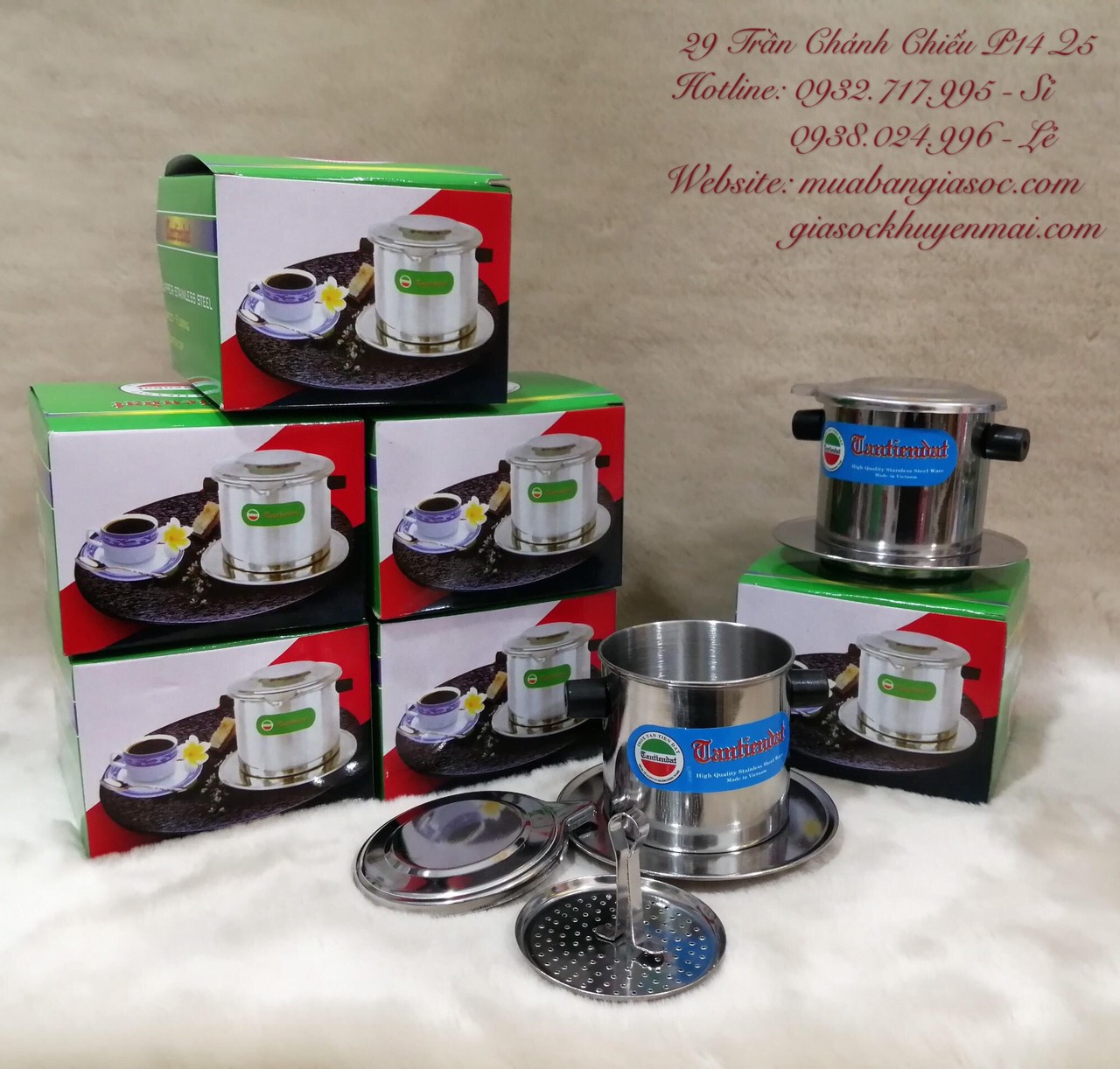 Phin pha cà phê inox số 6 pha được 1~2 ly, inox sáng bóng,