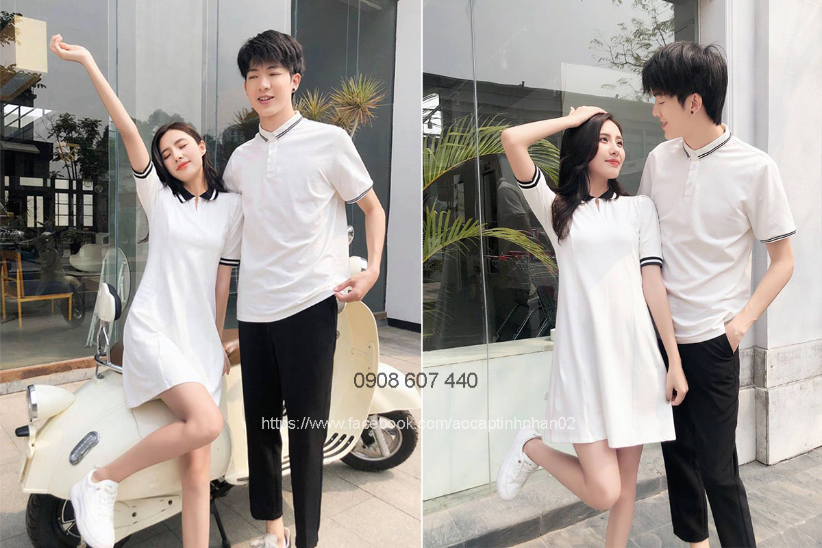 Set áo đôi nam nữ, đồ đôi tình nhân, áo váy đôi thun chụp ảnh