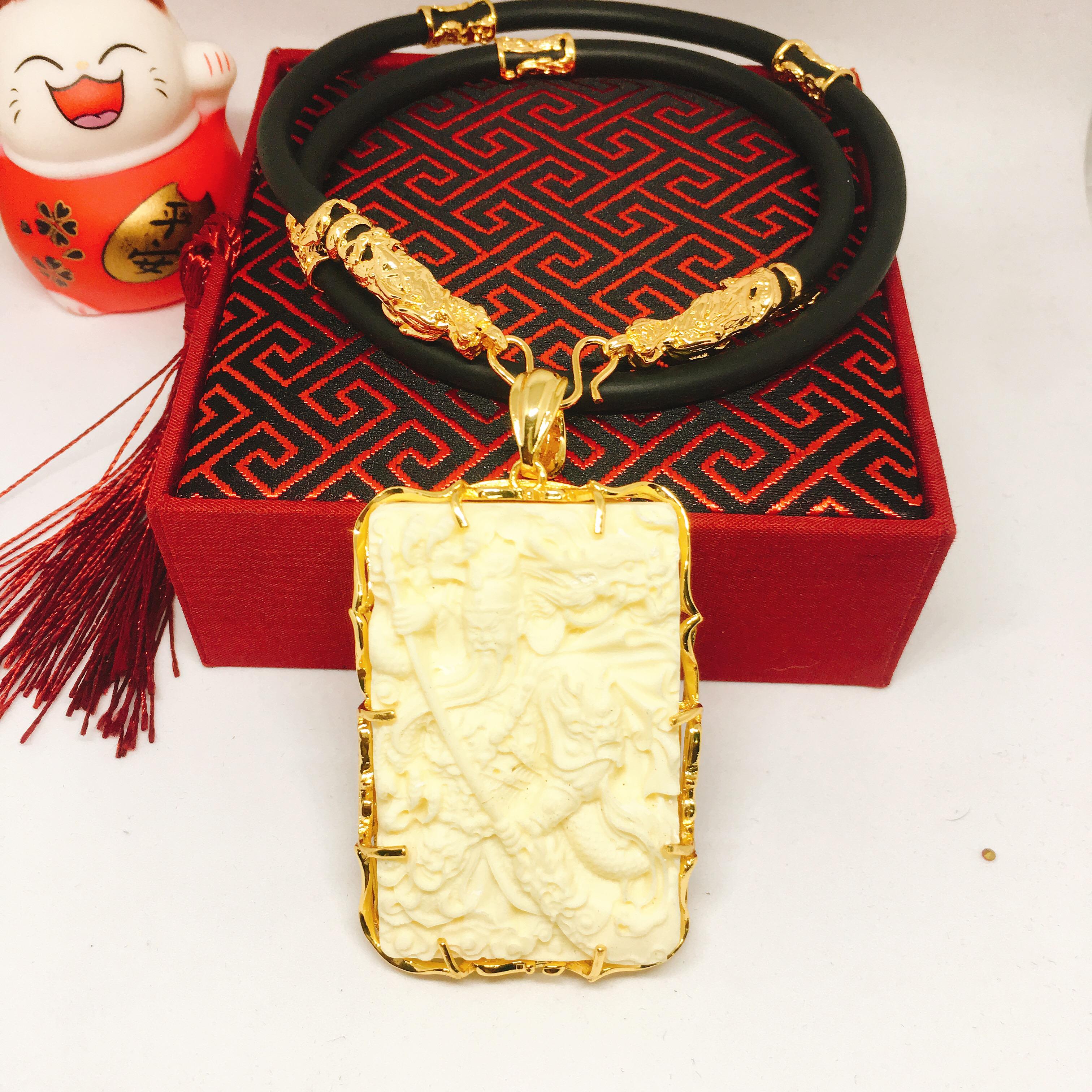 Vòng cổ Nam Vip Bạc Thái đá cao cấp, Vòng Cổ Nam Phong Cách Thượng lưu, Dây chuyền nam bạc Thái phong cách MS001  Jewelry Bảo Tín (dây và mặt) ( Màu vàng)