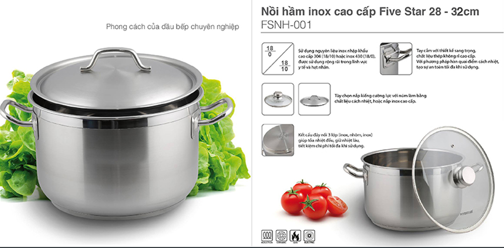 NỒI FIVESTAR INOX 3 ĐÁY 32CM