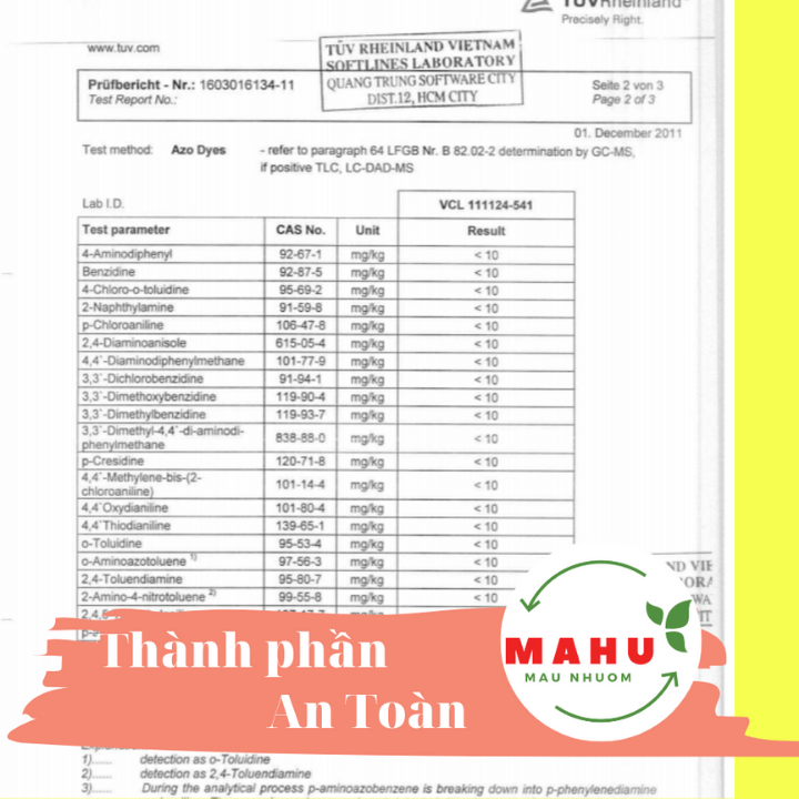 Thuốc nhuộm vải (nhóm A1) (full bộ tiêu chuẩn)