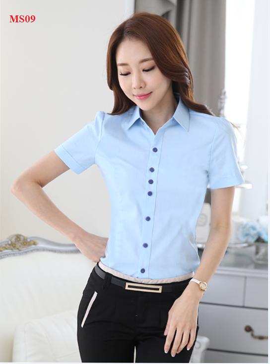 [HCM]áo sơ mi nữ trắng tay ngắn MS0809-A