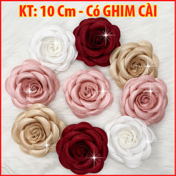 [HCM]XUKA - Cài Hoa HandMade Tag Hoa Trà Lớn Cài Áo Kiểu Cài Áo Hoa Có Ghim Cài Áo Váy Màu Hồng Trắng Nâu CH001 CH002