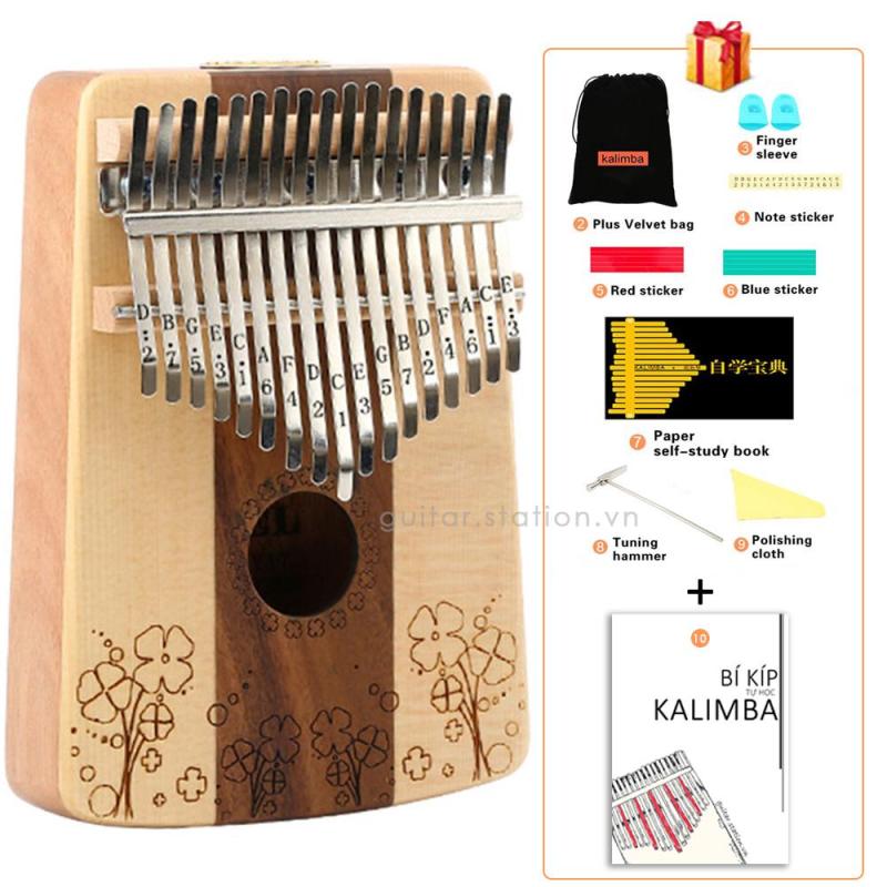 Đàn Kalimba Yael 17 Phím Gỗ - Full phụ kiện - Kalimba-Yael-Floral