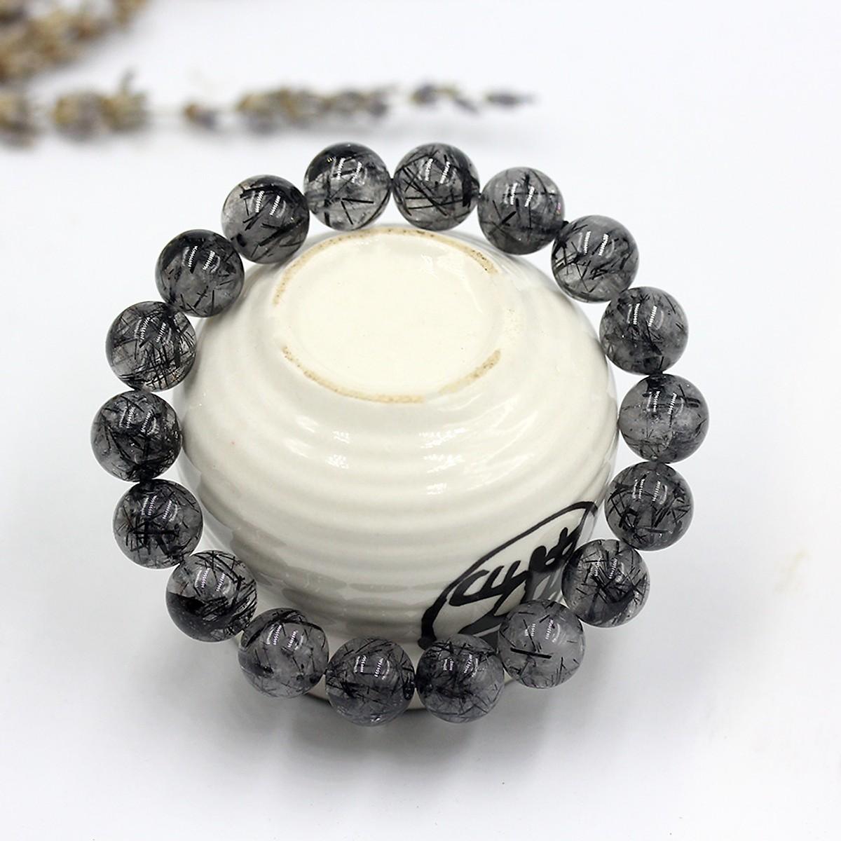 [FreeshipMAX] Vòng Tay Đá Thạch Anh Tóc Đen 12MM
