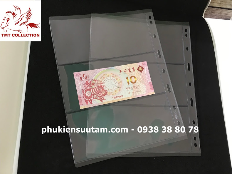 [HCM]Phơi tiền giấy 3 ngăn kích thước phơi đựng tiền là: 215 x 280 mm màu trong suốt đây là loại phơi được sử dụng thông dụng nhất đựng tiền tất cả các loại tiền lưu hành thông dụng quốc tế - TMT Collection - P000003