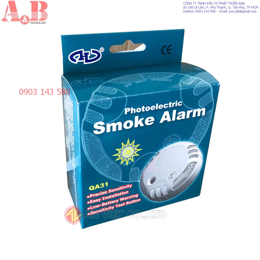 [HCM]Đầu báo khói bằng pin báo tại chổ Horing QA31 (Đài Loan) - Thiết bị tự báo động khi có cháy