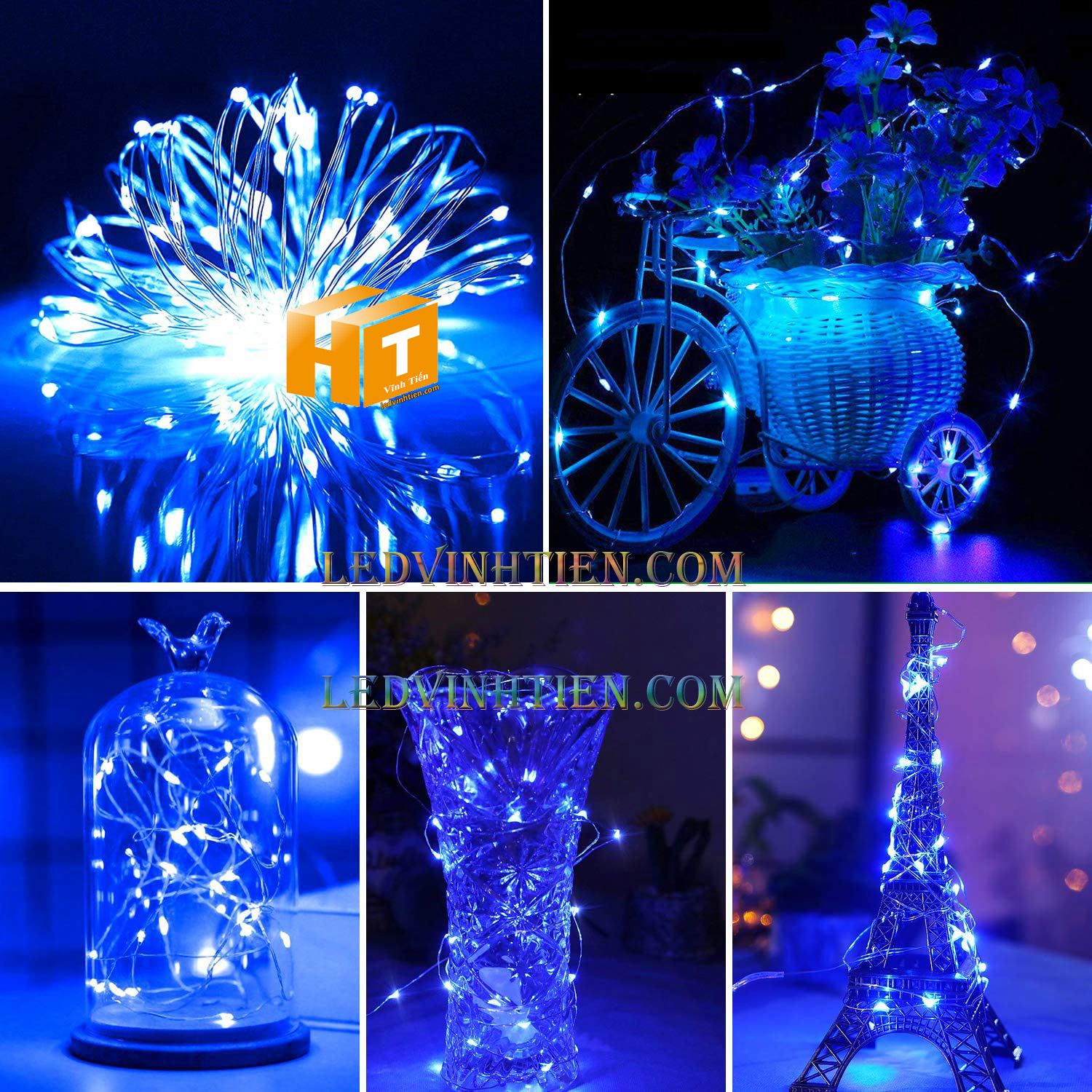 Đèn led đom đóm 10m, Đèn led trang trí đom đóm adapter