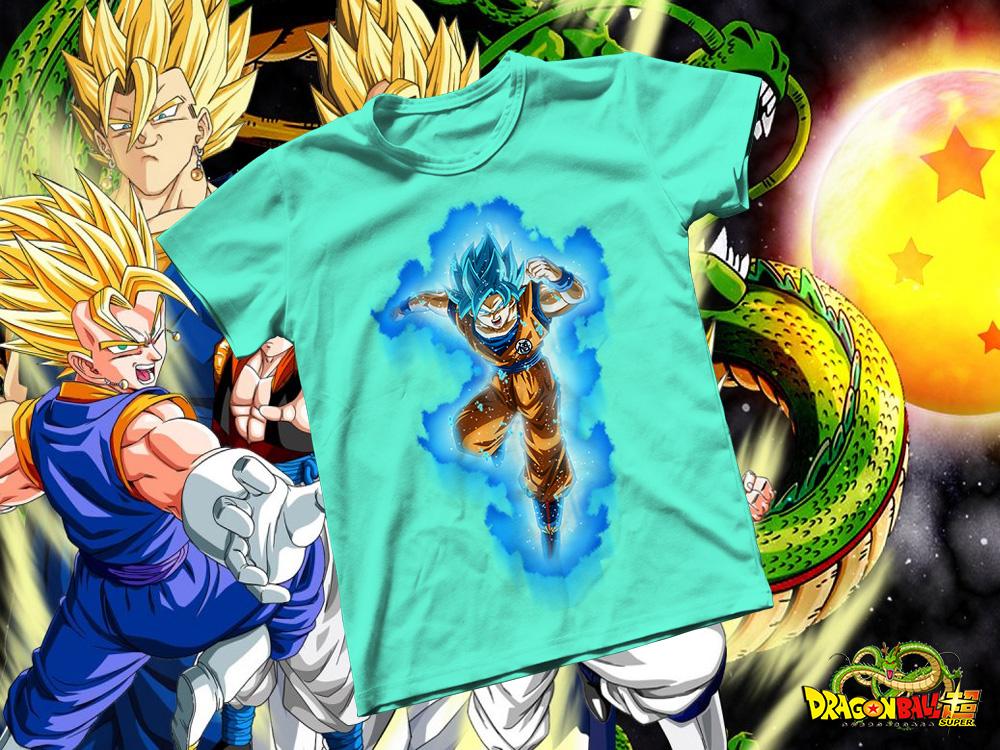 Áo thun cotton unisex - anime - dragon ball - songoku ssj blue