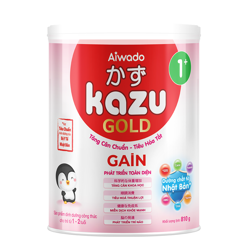 Sữa bột Aiwado KAZU GAIN GOLD 1+ 810g 12 - 24 tháng