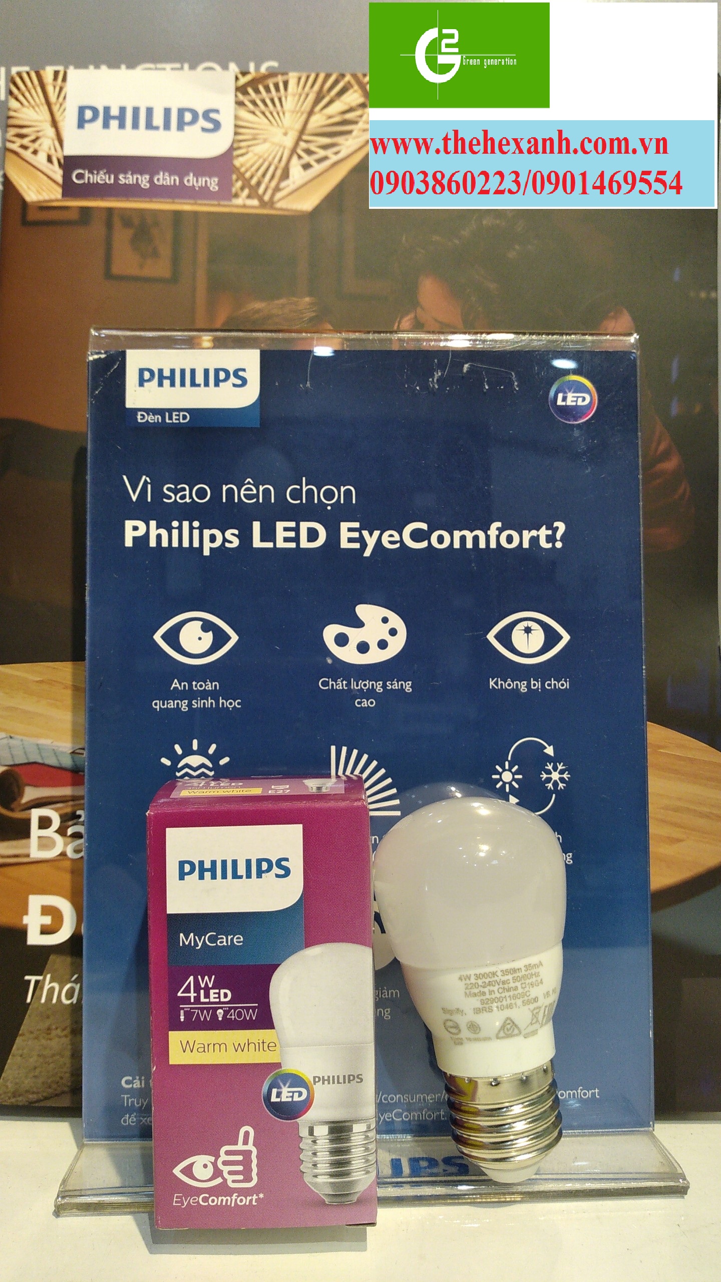 Bóng đèn philips ledbulb mycare 4w e27 230v 1ct/12 apr