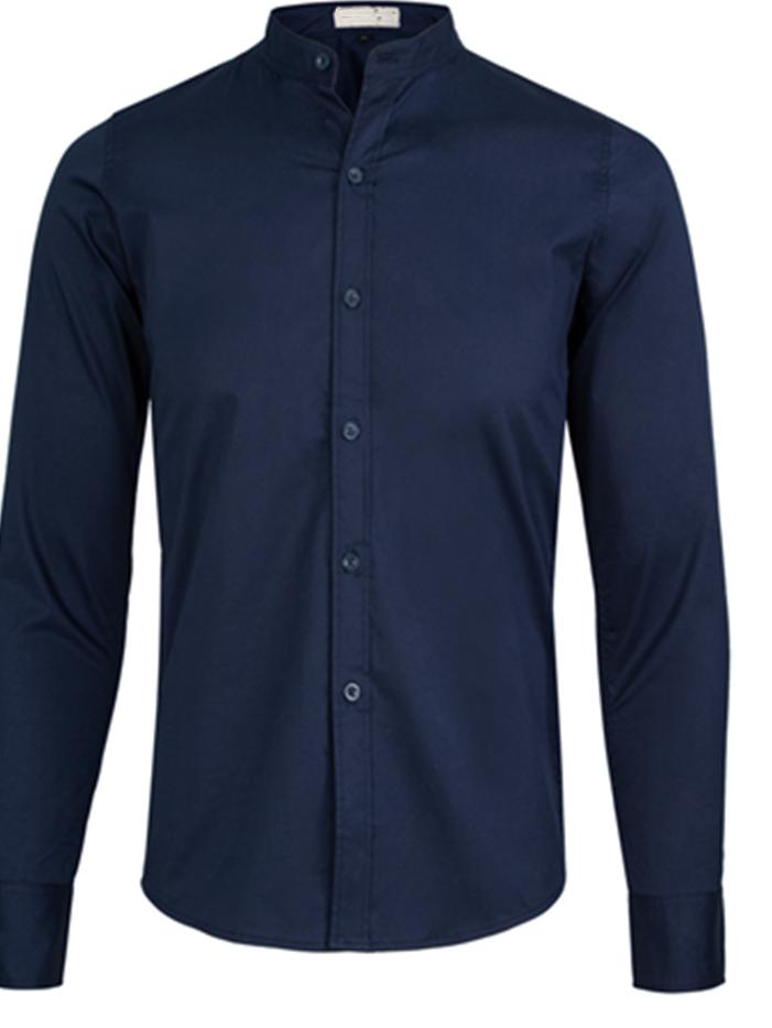 Áo sơ mi nam cổ trụ style Hàn Quốc