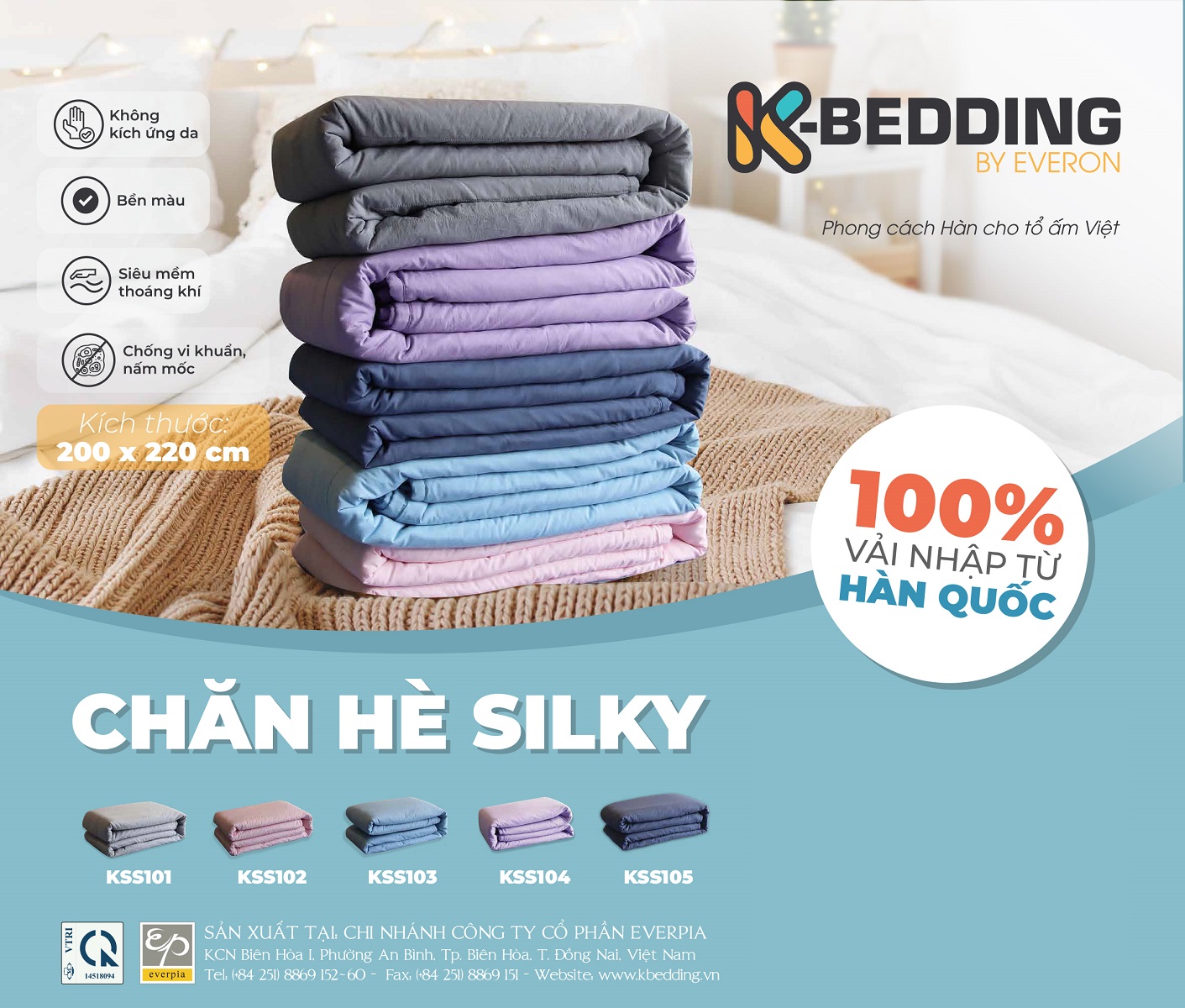Chăn hè Silky Xám K-Bedding KSS101