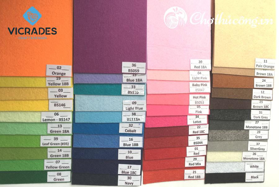 Combo 5 Non-woven Felt Fabric for DIY Craft 45x45cm