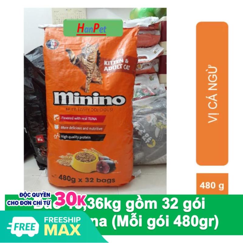 HCM- (Bao lớn 20 gói và bao 32 gói) Minino Thức ăn cho mèo mọi lứa tuổi / thức ăn hạt cho mèo / thức ăn dạng hạt khô cho mèo con và mèo lớn