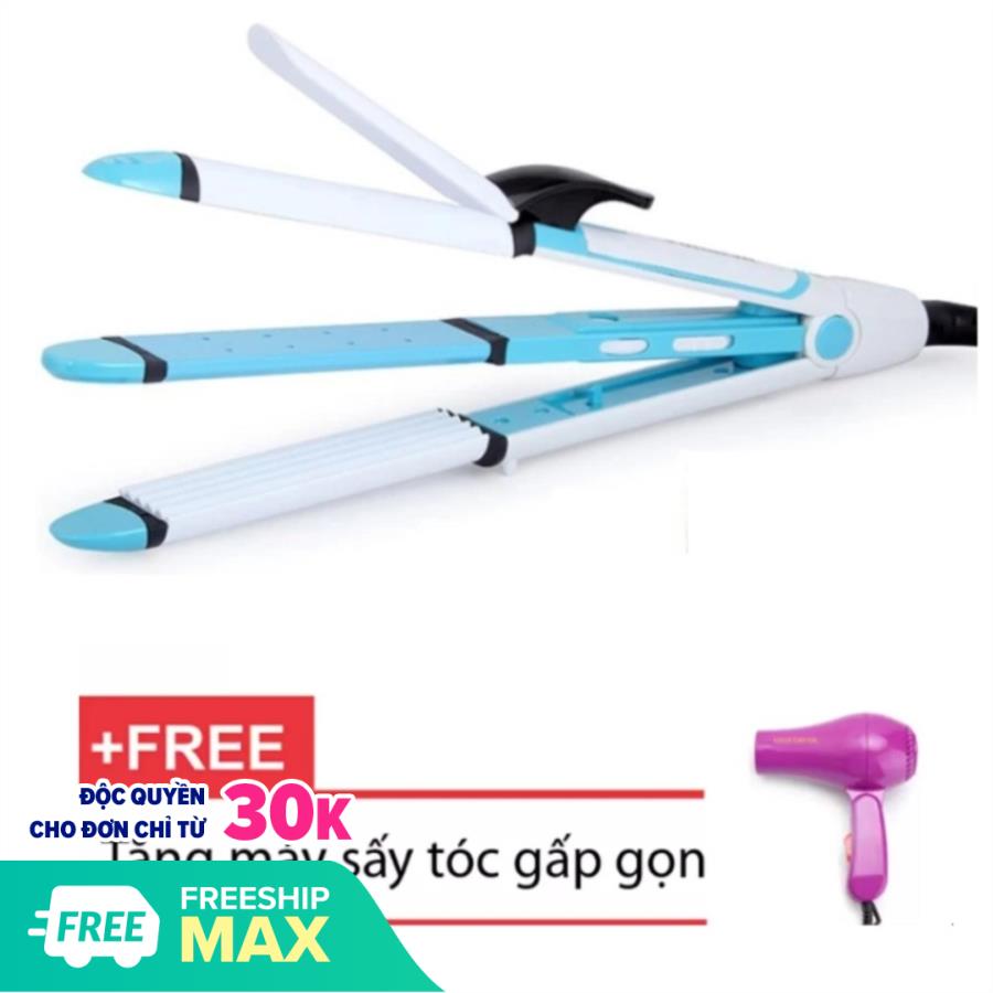 Máy Tạo Kiểu Tóc 3in1 Uốn, Duỗi, Dập Phồng + Tặng kèm 1 Máy Sấy-BBVL