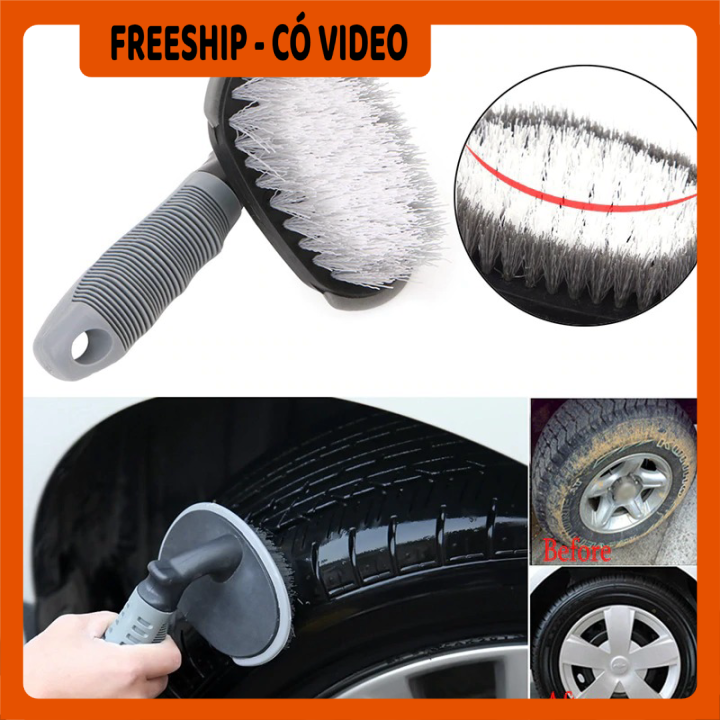 [HCM][FREESHIP] Chổi cọ rửa xe - Chổi cọ rửa xe hơi tay cầm cong - Chổi cọ rửa tay cầm cong - Bàn chải cọ chổi chuyên chà rửa lốp xe bánh xe hơi xe ô