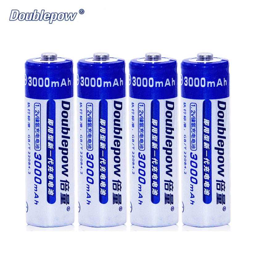 [Combo 4 viên] Pin sạc AA 3000mAh Doublepow - (màu xanh) - Có hộp đựng pin kèm theo